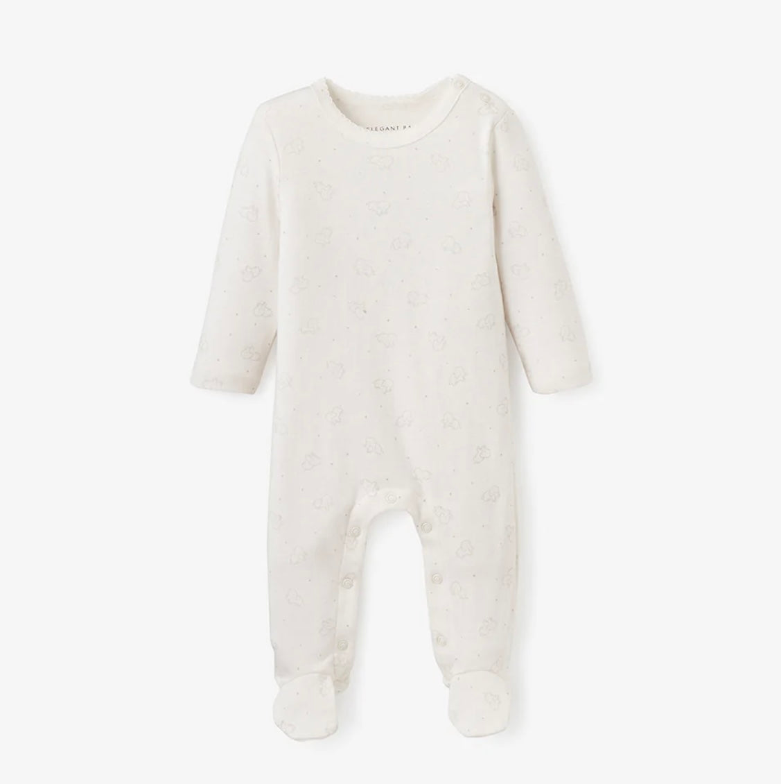 Printed Grey Elephant Cotton Footie
