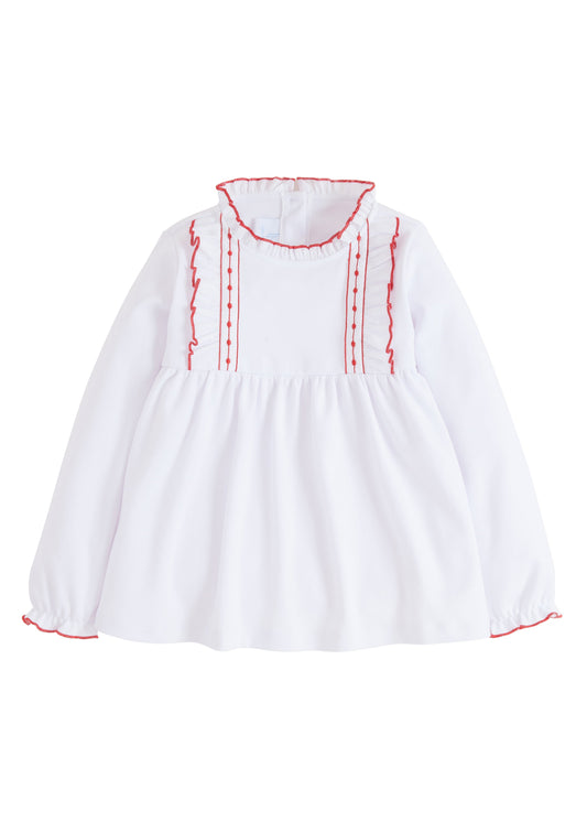 Noel Blouse-Red Trim by Little English