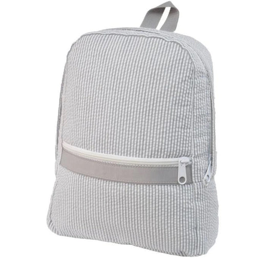 Grey Seersucker Small Backpack (with optional monogram)