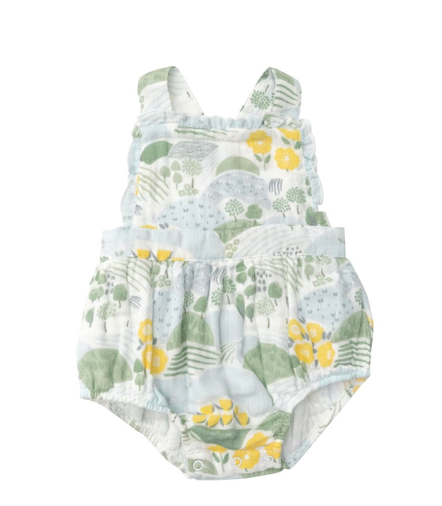 Cute Country Floral Ruffle Sunsuit