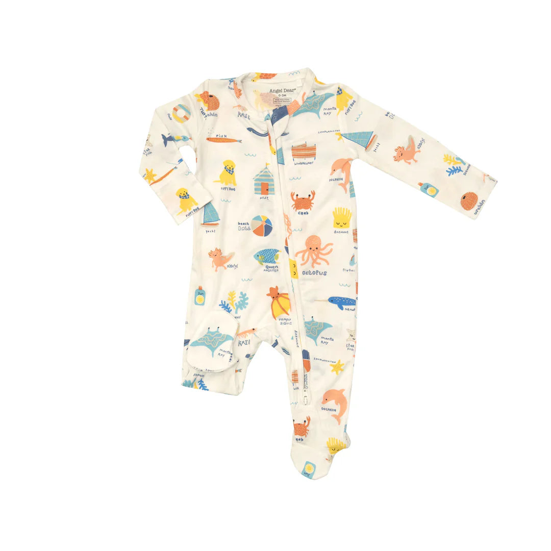 Beachside ABC Zipper Footie
