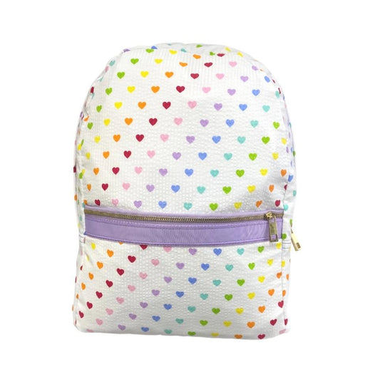 Tiny Hearts Seersucker Medium Backpack (with optional monogram)