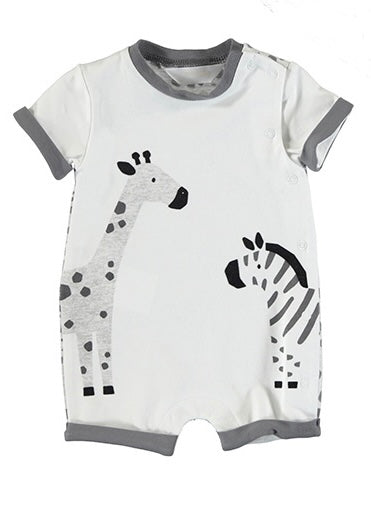 Grey Safari Print Bubble Romper