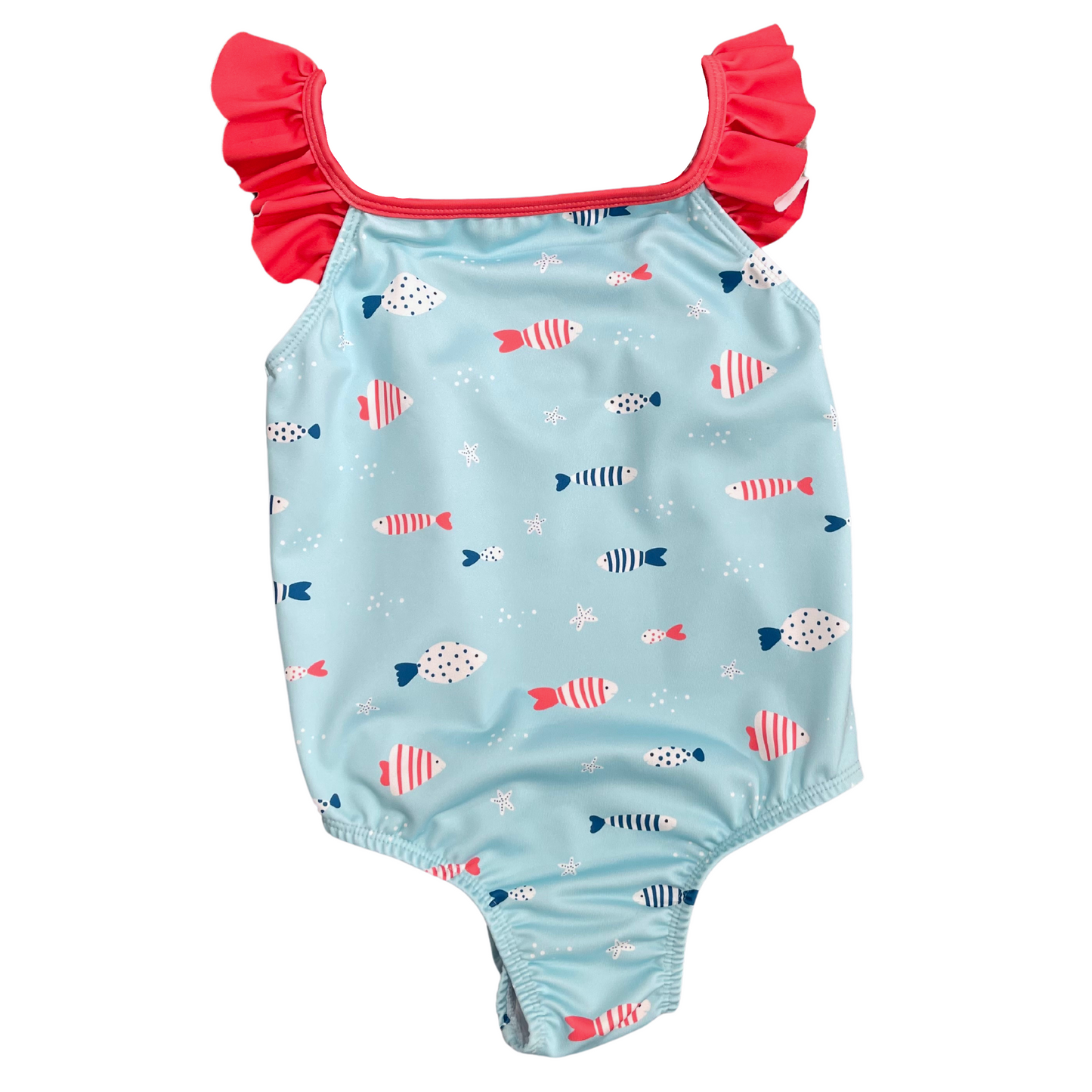 Frances One Piece Fish Swim with Red Ruffles by James and Lottie