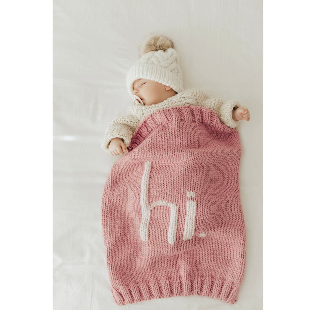 Hi. Rosy Pink Knit Blanket