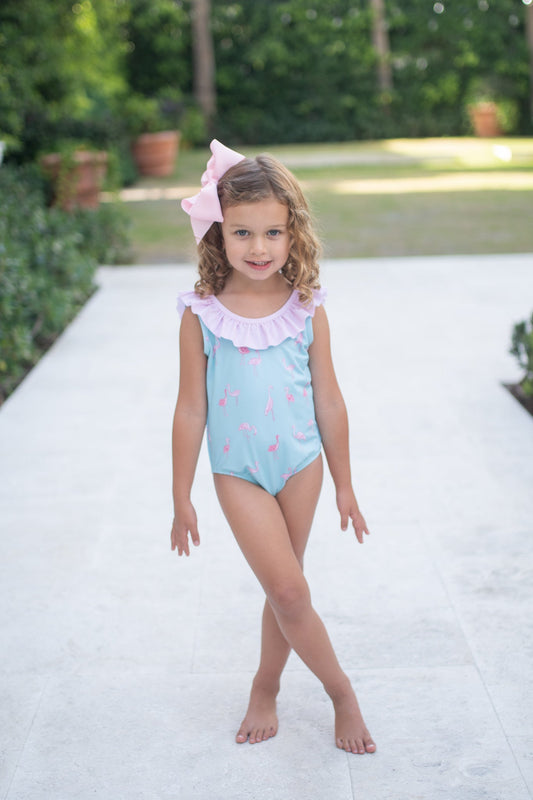 Tess Flamingo with Pink Stripes Swimsuit