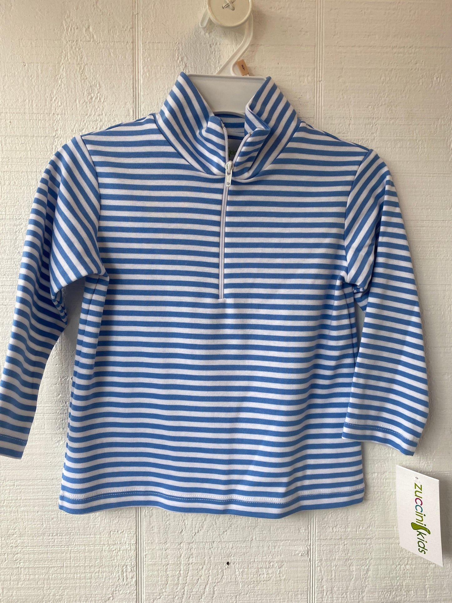 Cooper Half Zip Periwinkle stripe Top