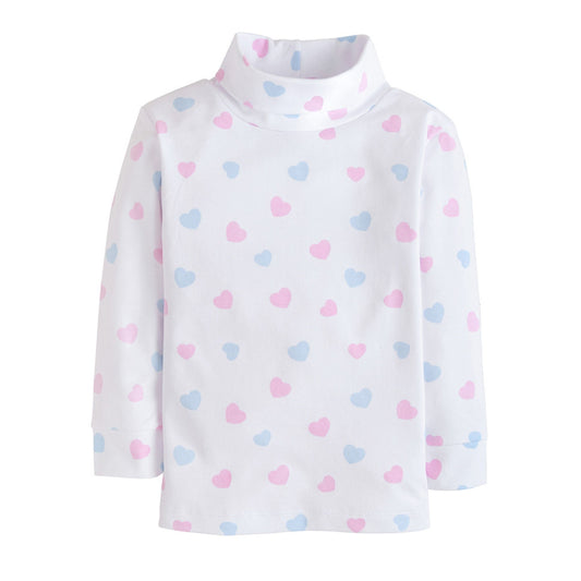 Heart Printed Turtleneck