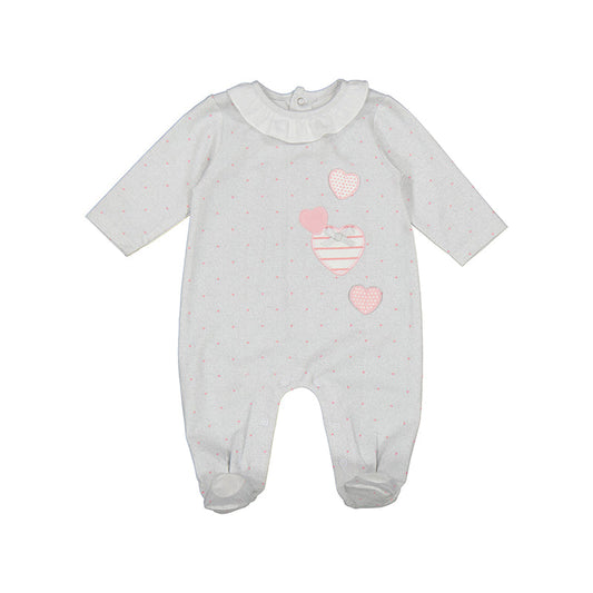 Grey Footie with Hearts by Mayoral