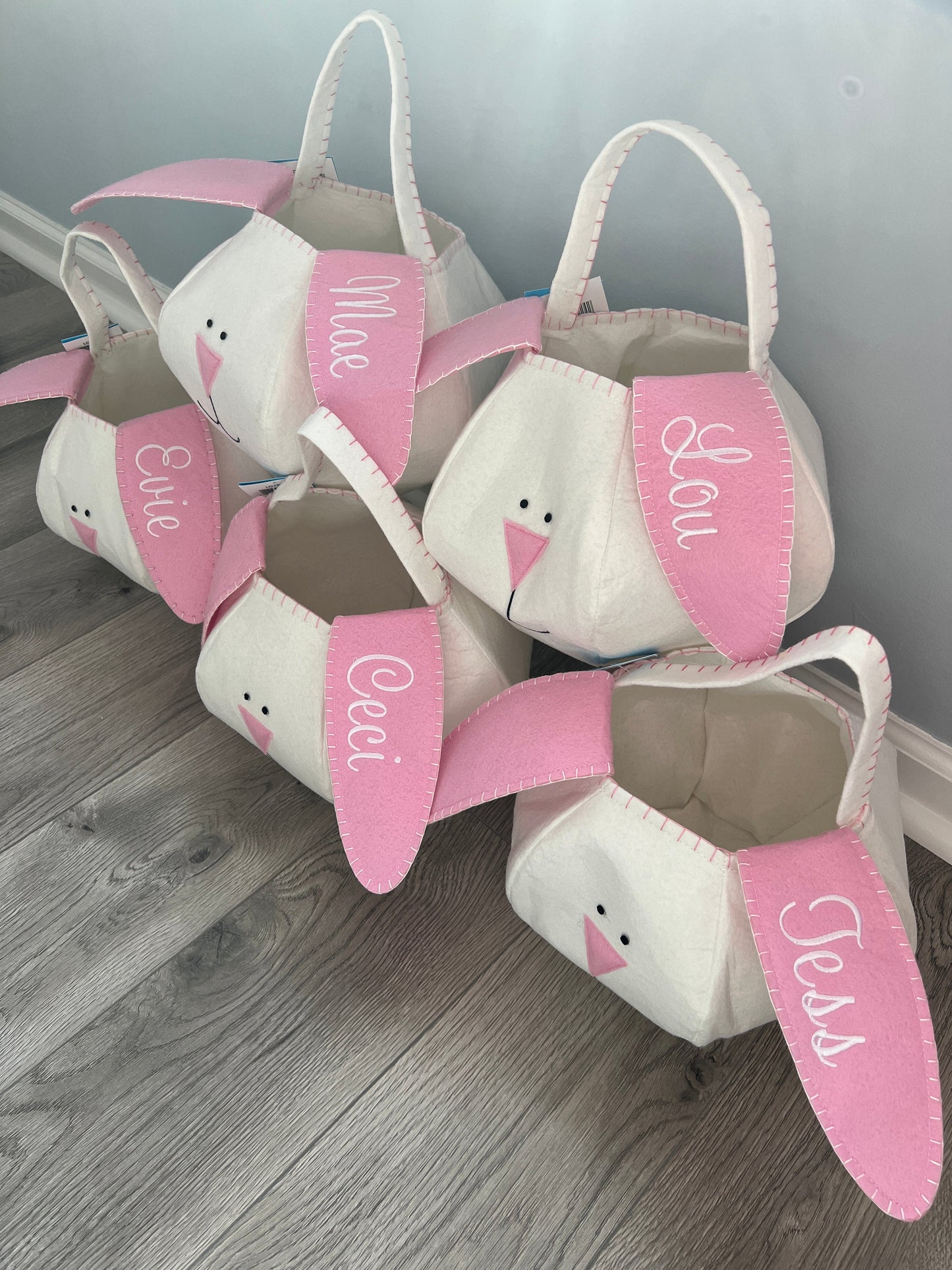Bunny Loppy Eared Easter Basket-Pink