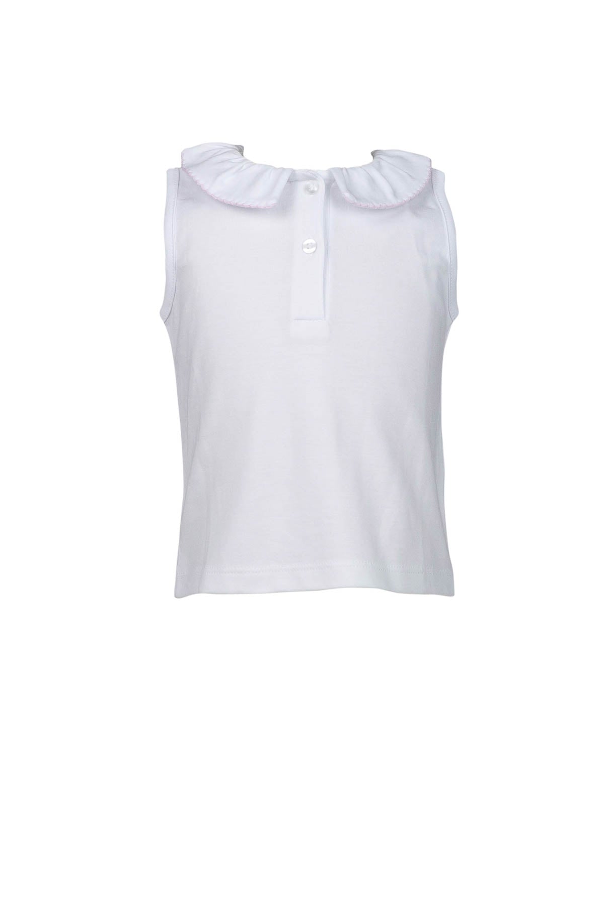 White Sleeveless top with Pink trim by The Proper Peony