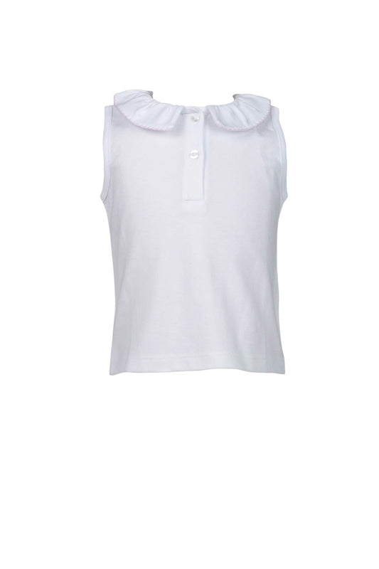 White Sleeveless top with Pink trim by The Proper Peony