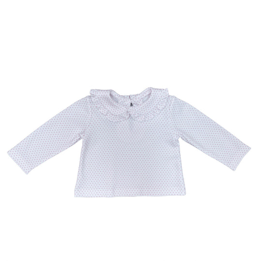 Pink Bitty Dot Peter Pan Top by James and Lottie