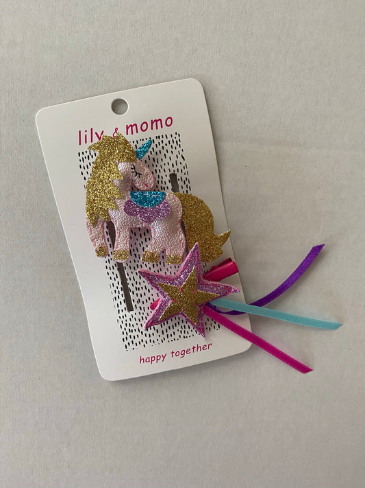 Unicorn & Star Hair Clip Duo