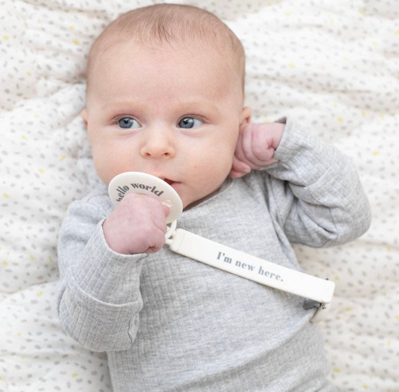 New Here Pacifier Clip