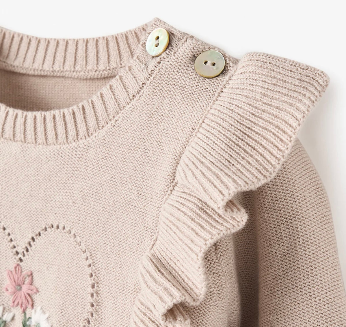 Pony Meadow Ruffle Knit 2 piece with floral embroidery