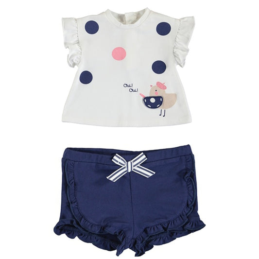 White/Navy Short set