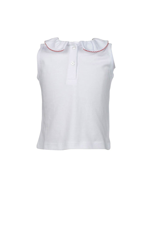 White Sleeveless top with Red trim by The Proper Peony
