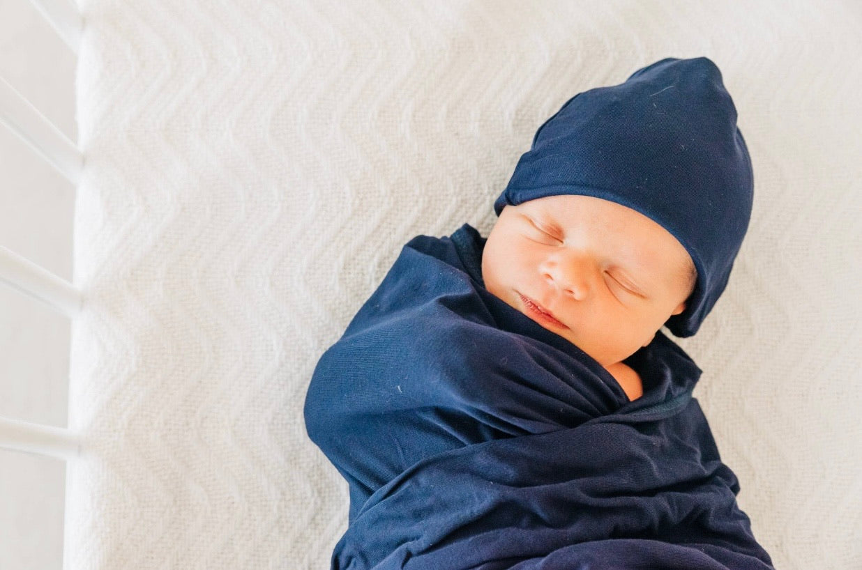 Swaddle blanket and Beanie hat-Navy