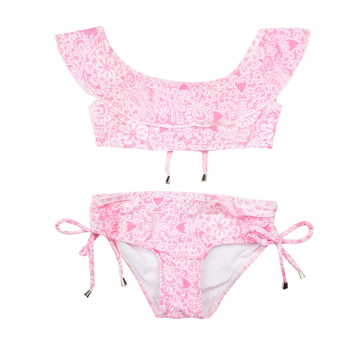 2 piece Pink Lace Swimsuit for Girls