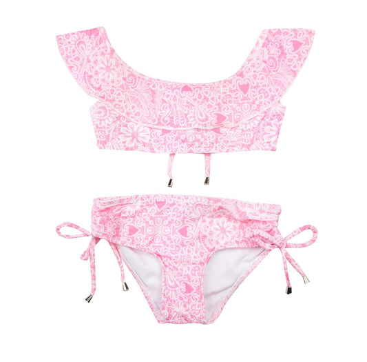 2 piece Pink Lace Swimsuit for Girls