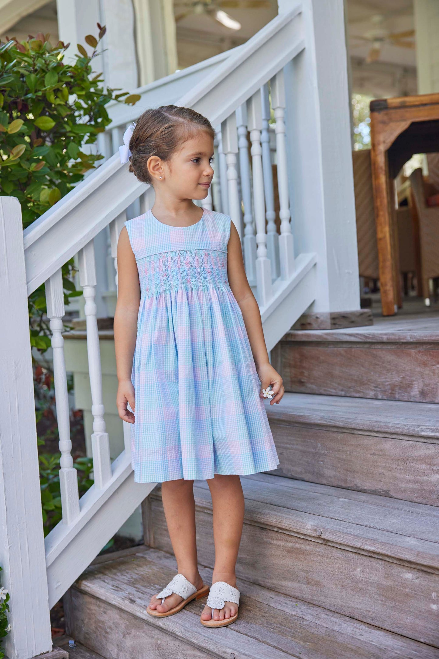 Smocked Hollis Dress-Palm Beach Plaid by Little English