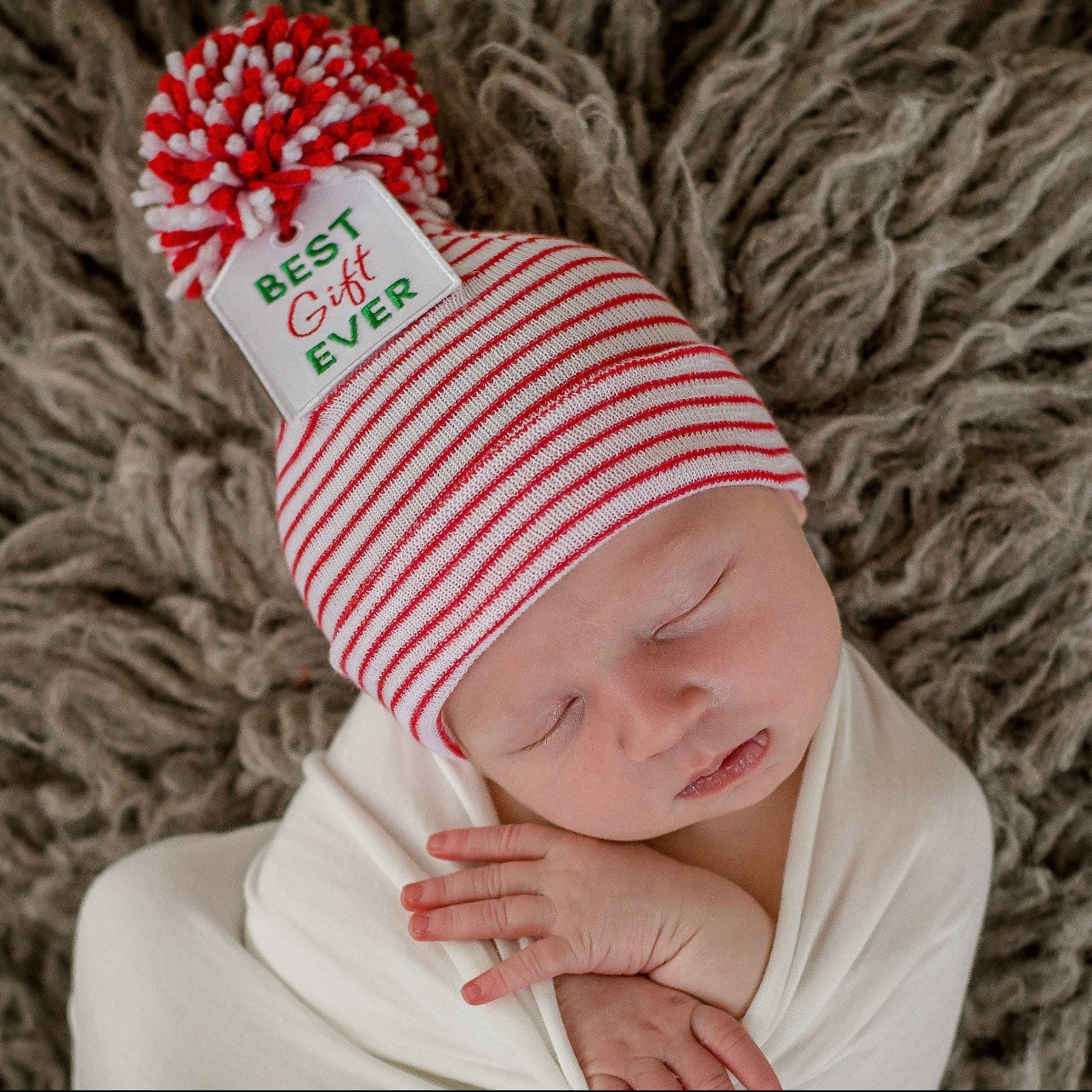 Best Gift Ever Stripe Newborn Hospital Hat