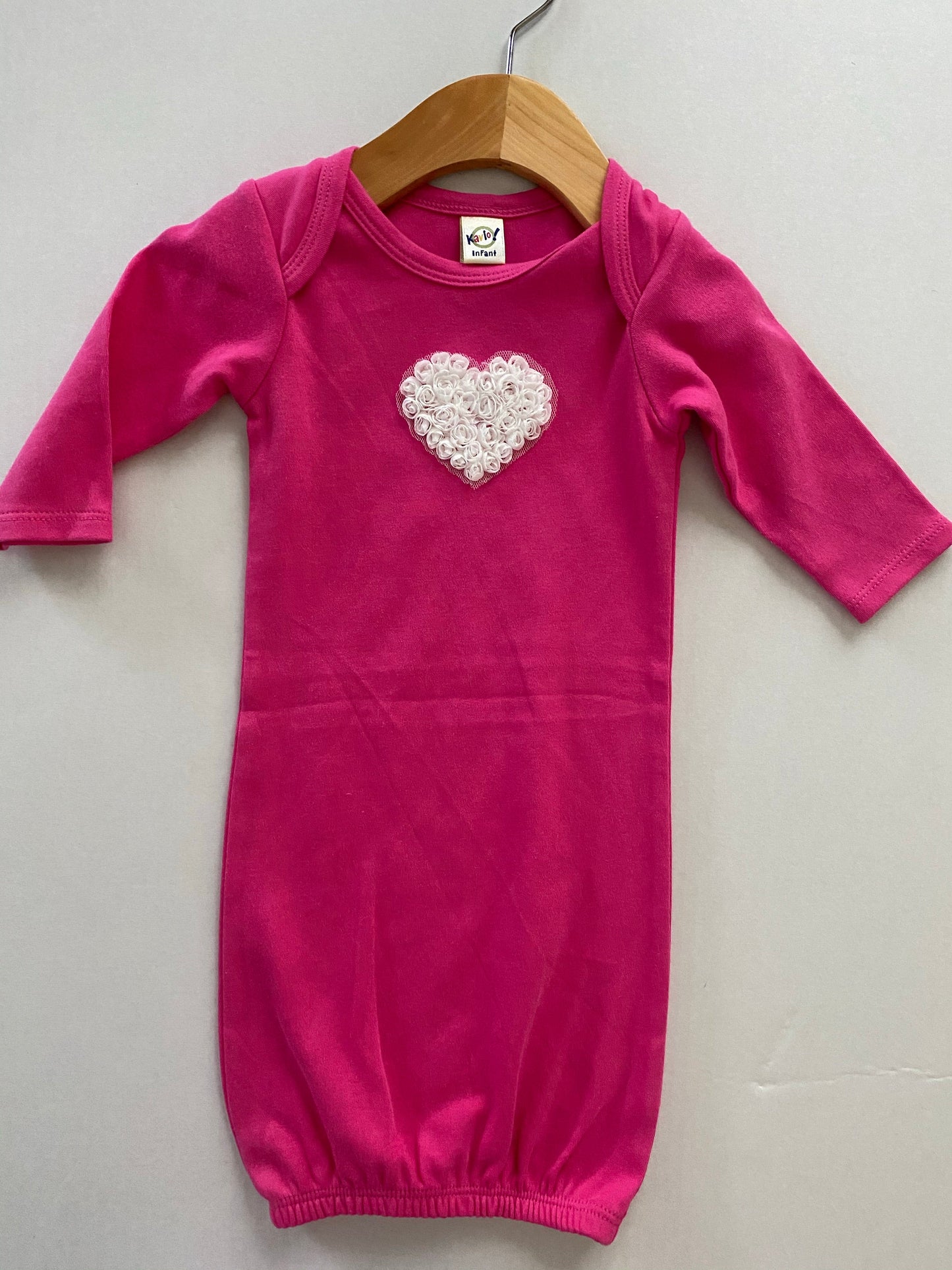 Hot pink heart appliqué gown