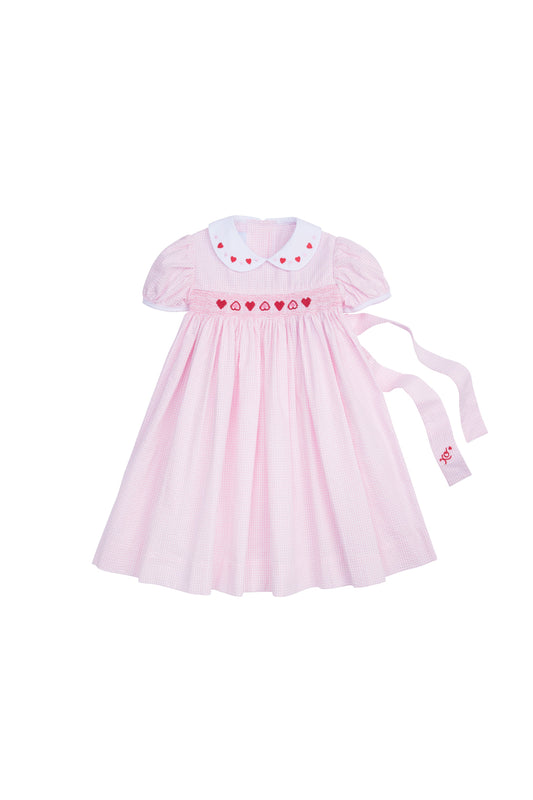 Hearts Smocked Peter Pan Dress by Little English