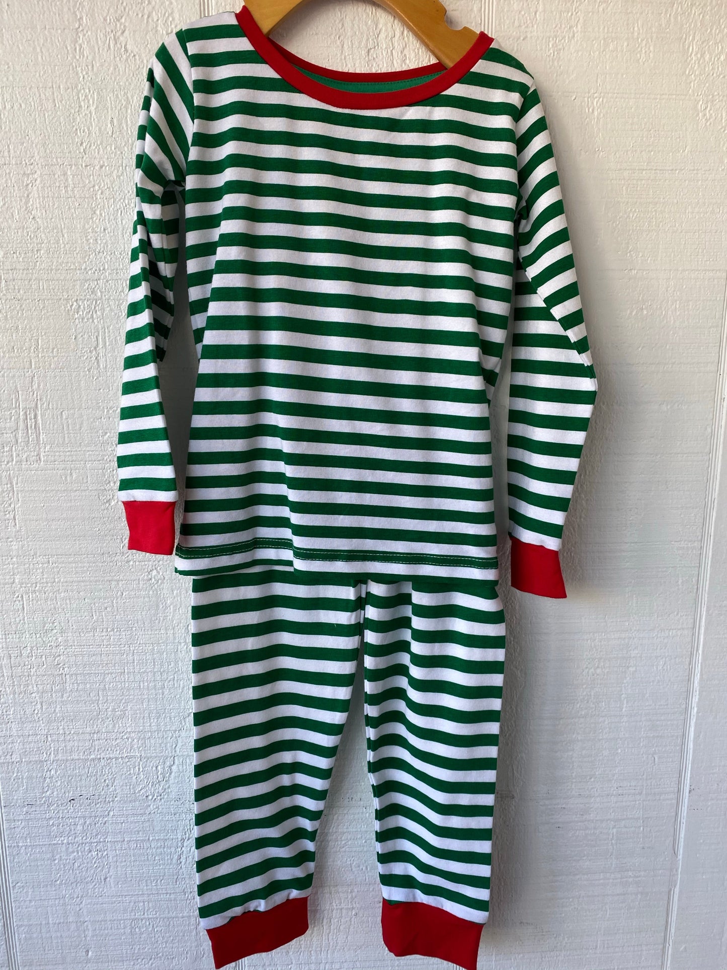 2pc Green Stripe Butt Flap pjs
