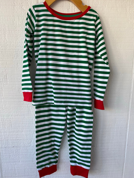 2pc Green Stripe Butt Flap pjs