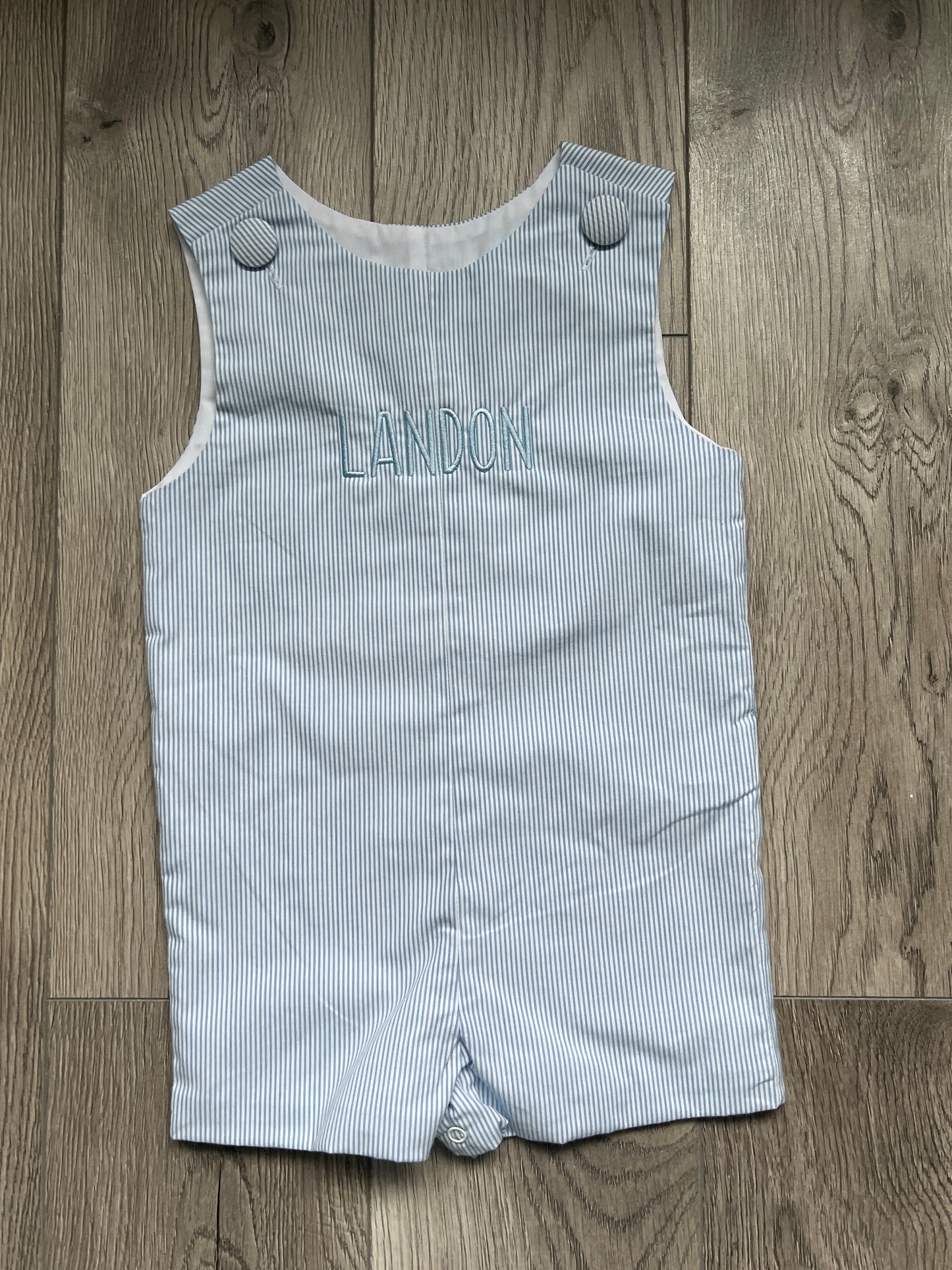 Blue Seersucker Shortall