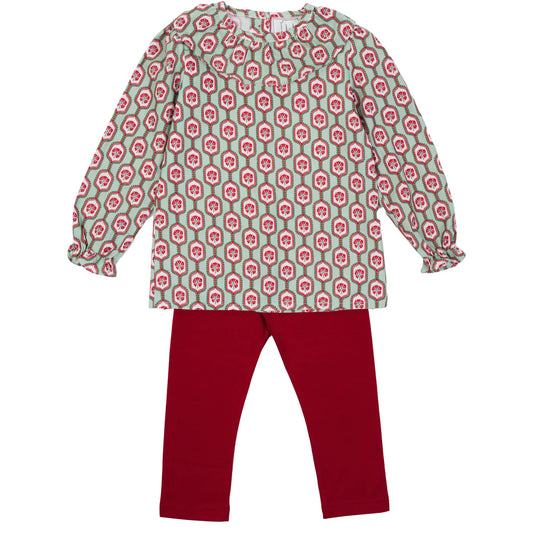 Emma Festive Floral Trellis Legging set by Lila and Hayes
