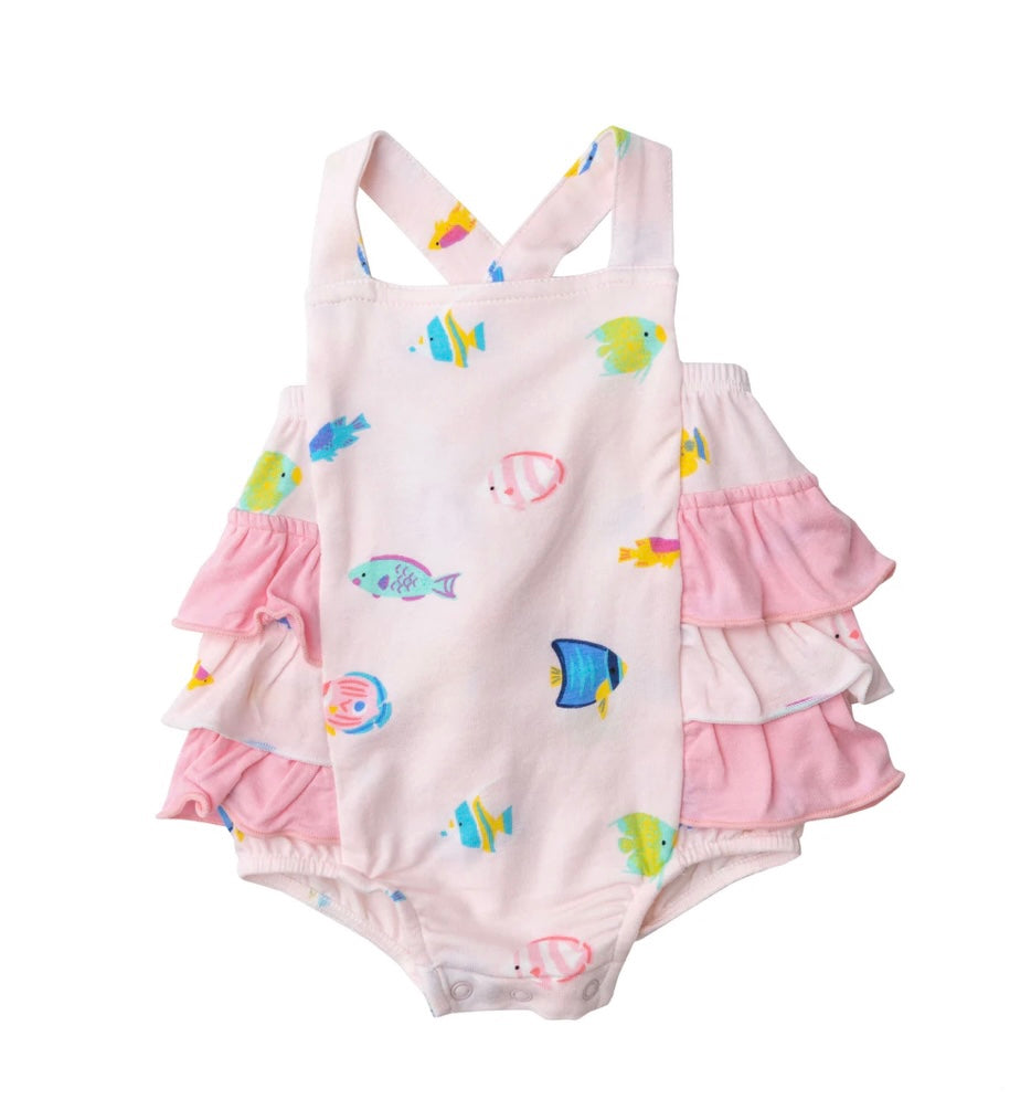 Tropical Fish Ruffle Sunsuit