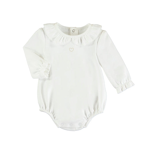 Cream Ruffle Collar Bodysuit