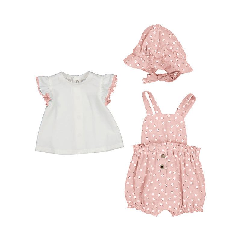 3 piece Floral Overall Set