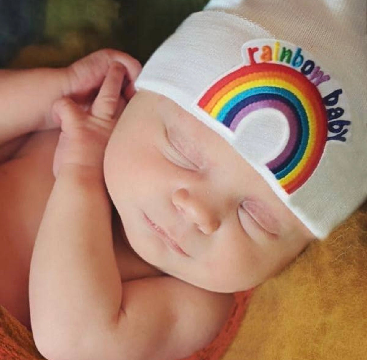 Rainbow hospital beanie hat