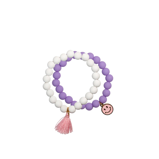 Set of 2 bracelets (white and purple)
