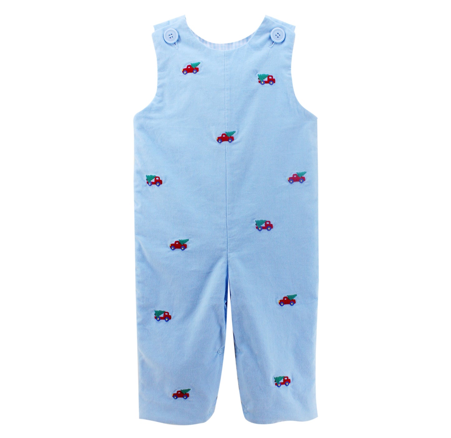 Christmas Truck Embroidered (Reversible!) Longall Blue Corduroy