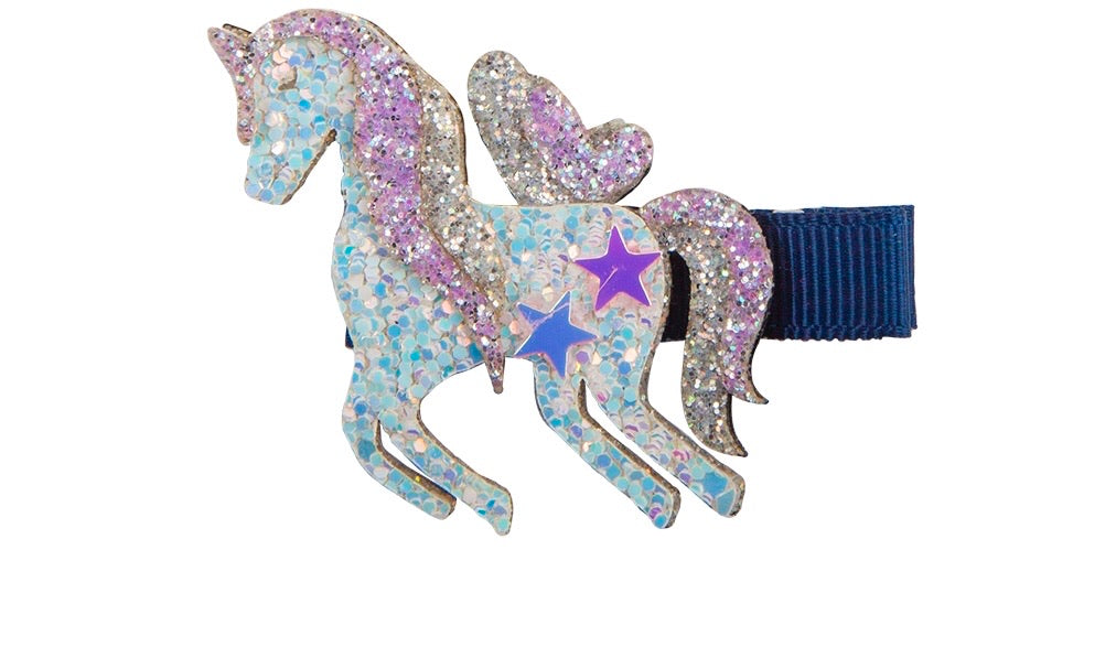Unicorn glitter hair clip