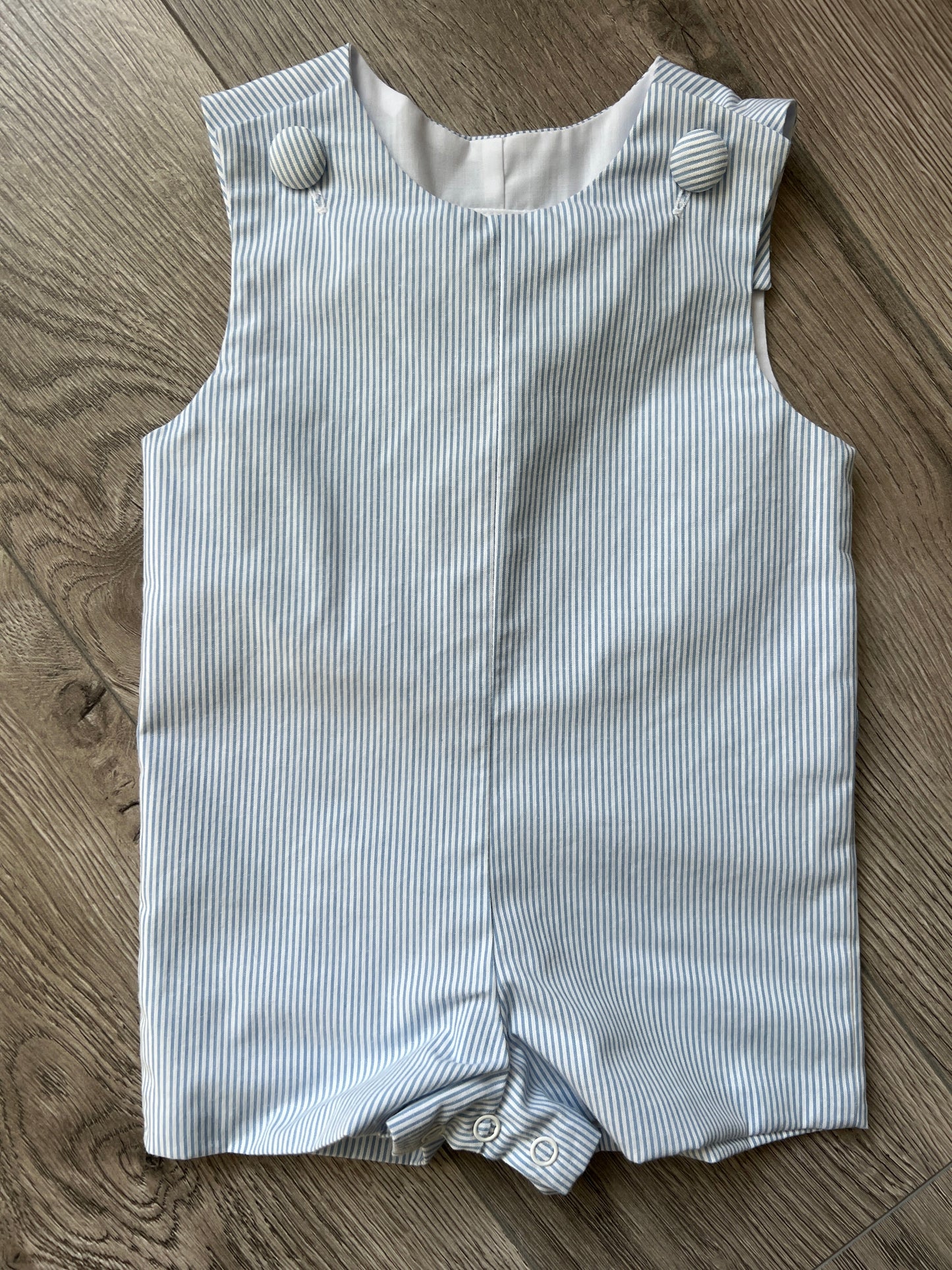 Blue Seersucker Shortall