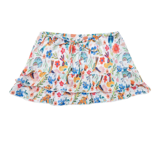 Coverup Skirt Birds with Ruffle
