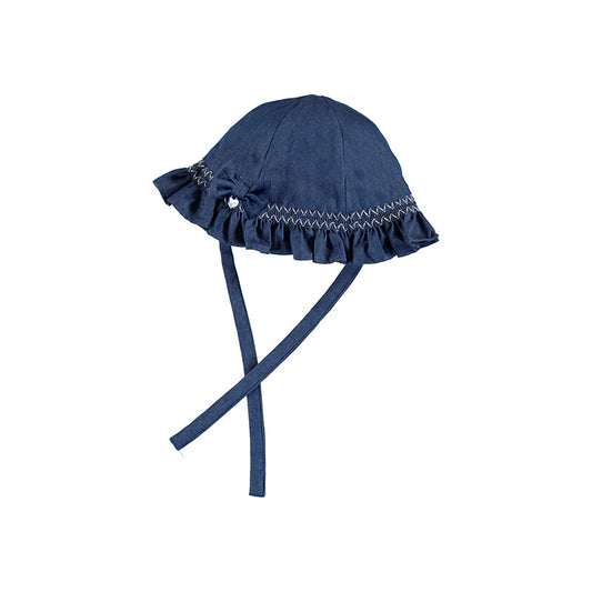 Denim Smocked Trim Hat