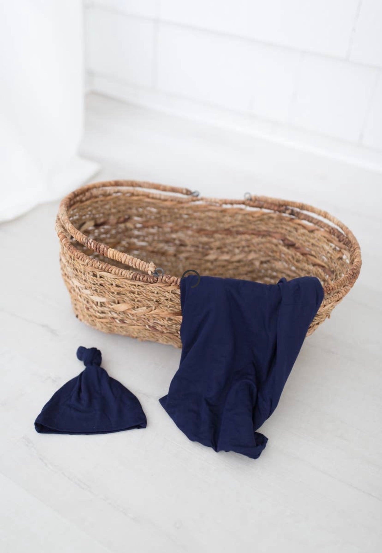 Swaddle blanket and Beanie hat-Navy