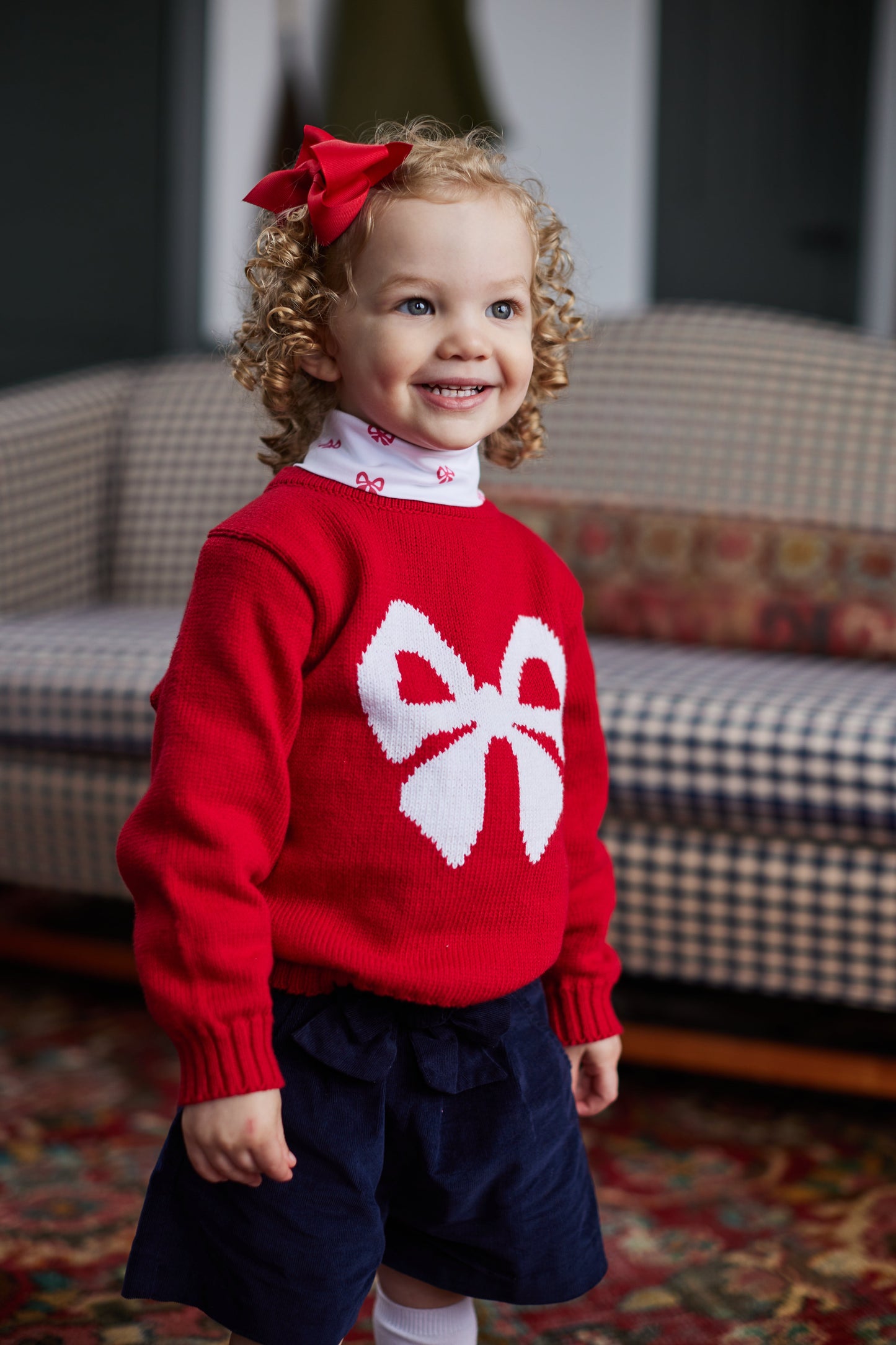 Red Bow Intarsia Sweater by Little English