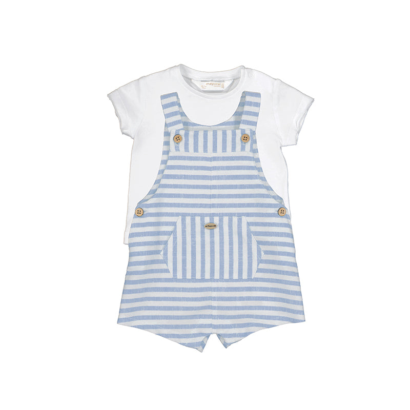 Light Blue Stripe Overall Set by Mayoral