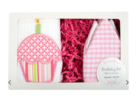 Birthday Bib and Crown set Pink from 3 Marthas