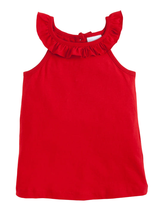 Red Ruffled Tank by Little English