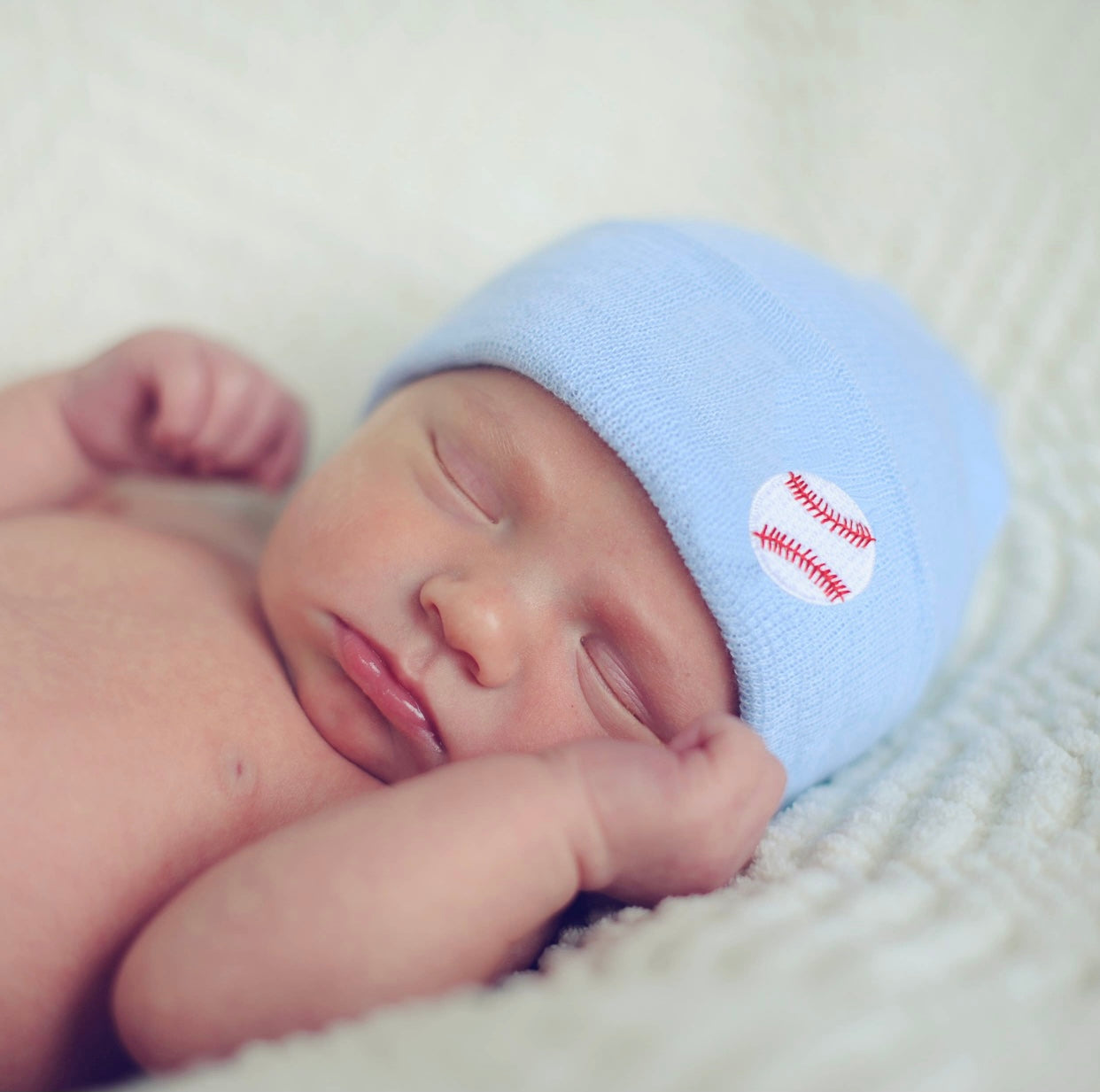 Blue baseball beanie newborn hospital hat