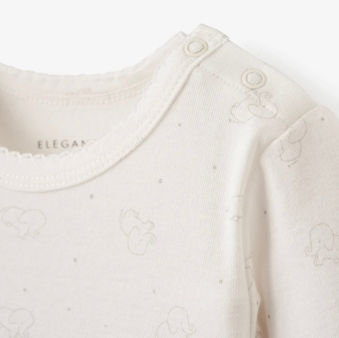 Printed Grey Elephant Cotton Footie